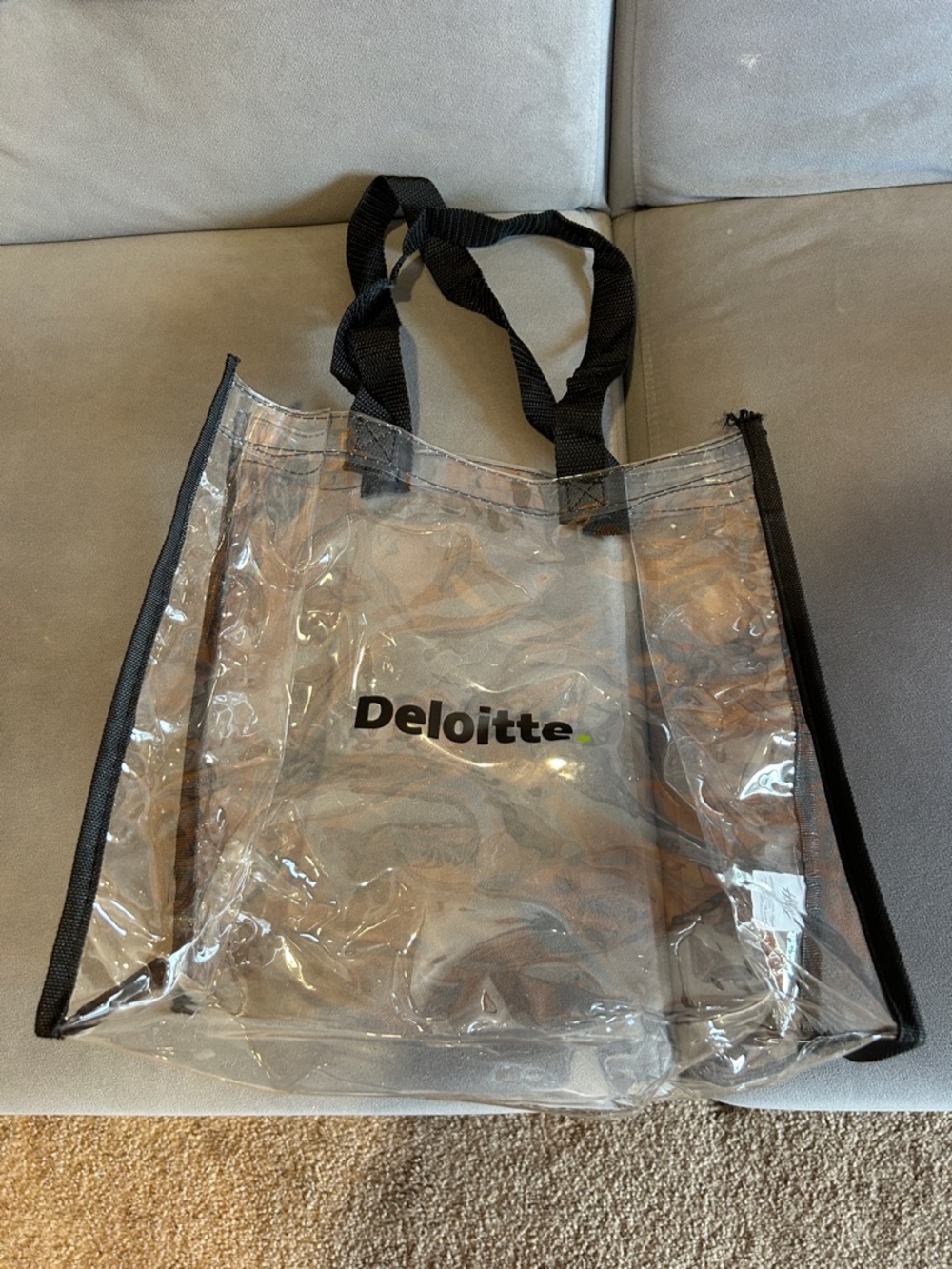 Deloitte Branded Clear Tote with Gray Zip Pouch & Black Waist Bag - Picture 2 of 5